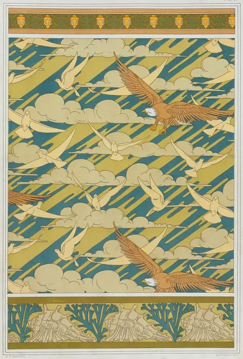 Framed Print : Eagles and pigeons, 1897. Creator: Verneuil, Maurice Pillard (1869-1942) Framed Print : Eagles and pigeons, 1897. Creator: Verneuil, Maurice Pillard (1869-1942)