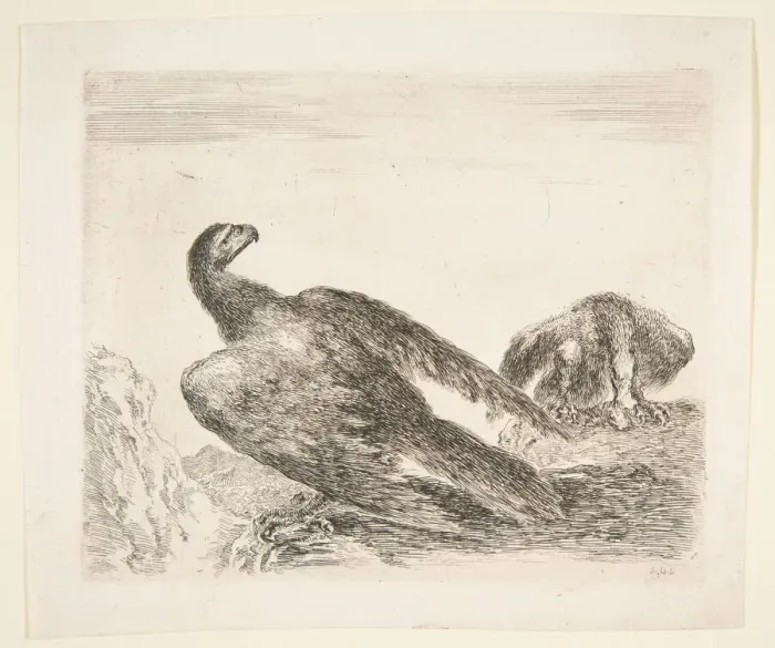 Framed Print : Two eagles, one with prey, from Eagles (Les aigles), ca. 1651 Framed Print : Two eagles, one with prey, from Eagles (Les aigles), ca. 1651