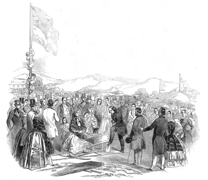 Framed Print : The Earl of Bandon cutting the first turf for the Cork and Bandon Railway, 1845 Framed Print : The Earl of Bandon cutting the first turf for the Cork and Bandon Railway, 1845