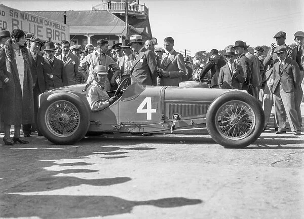 Earl Howe in his Delage GP at the BARC Meeting, Brooklands, 25 May 1931. Artist: Bill Brunell