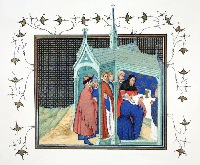Framed Print : The Earl of Northumberland at High Mass in the Chapel at Conway castle, 19th Century