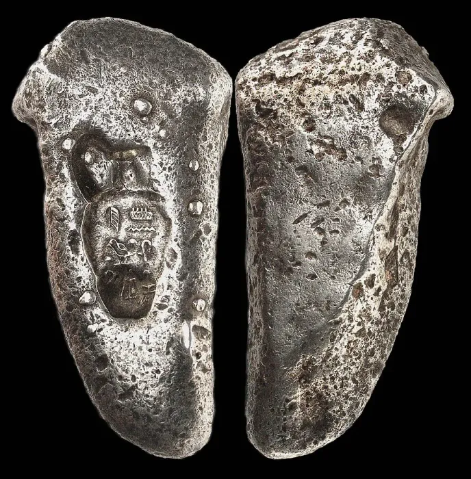 Framed Print : Earliest Ancient Egyptian Currency: Silver bar weighing about half a deben... c1345-1327 BC. Creator: Numismatic, Oriental coins Framed Print : Earliest Ancient Egyptian Currency: Silver bar weighing about half a deben... c1345-1327 BC. Creator: Numismatic, Oriental coins