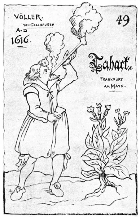 Framed Print : One of the earliest illustrations of smoking, 1616 (1890) Framed Print : One of the earliest illustrations of smoking, 1616 (1890)