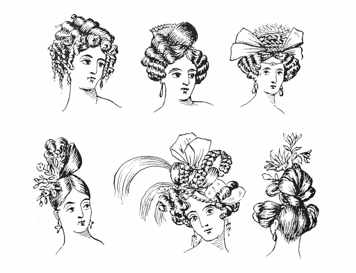 Framed Print : Early 19th-century hairstyles, 1896. Creator: Unknown Framed Print : Early 19th-century hairstyles, 1896. Creator: Unknown