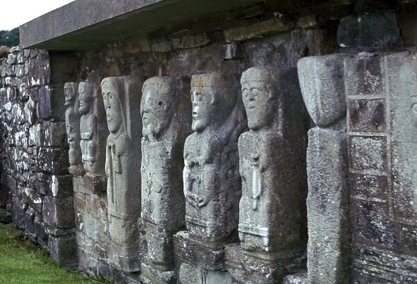 Early Christian figures showing the influence of pagan Celtic carvings, 6th century