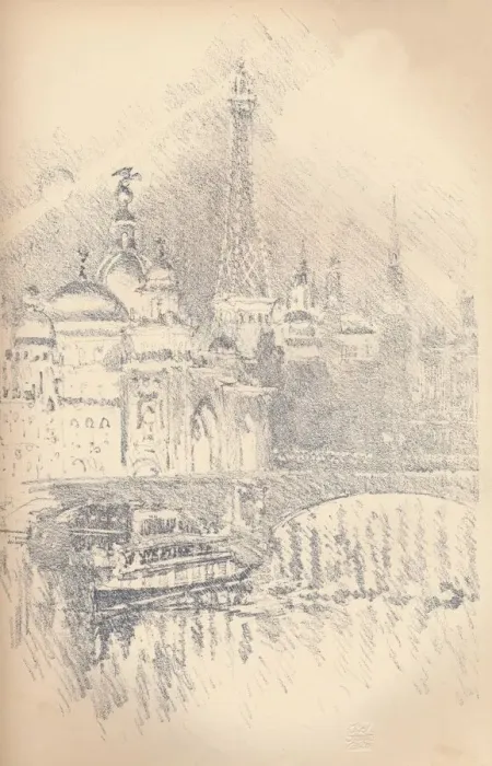 Framed Print : Early Evening Effect, Paris Exhibition, 1901. Artist: Joseph Pennell Framed Print : Early Evening Effect, Paris Exhibition, 1901. Artist: Joseph Pennell