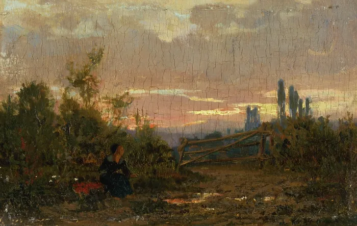 Framed Print : Early evening landscape, 1870-1879. Creator: Laszlo Paal Framed Print : Early evening landscape, 1870-1879. Creator: Laszlo Paal
