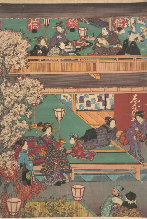 Framed Print : Early Evening in Yoshiwara Inn, 19th century. Creator: Unknown Framed Print : Early Evening in Yoshiwara Inn, 19th century. Creator: Unknown