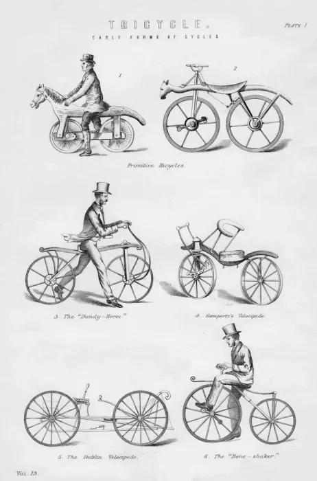 Framed Print : Early forms of cycles, 19th or 20th century Framed Print : Early forms of cycles, 19th or 20th century