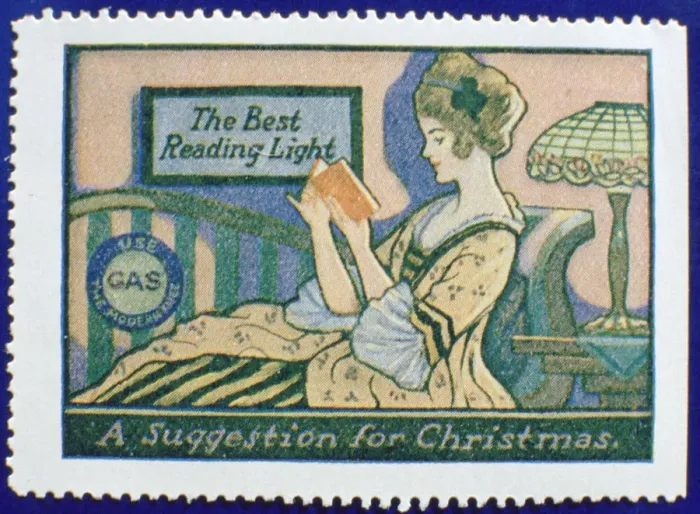Framed Print : Early gas lighting advertisement label Framed Print : Early gas lighting advertisement label