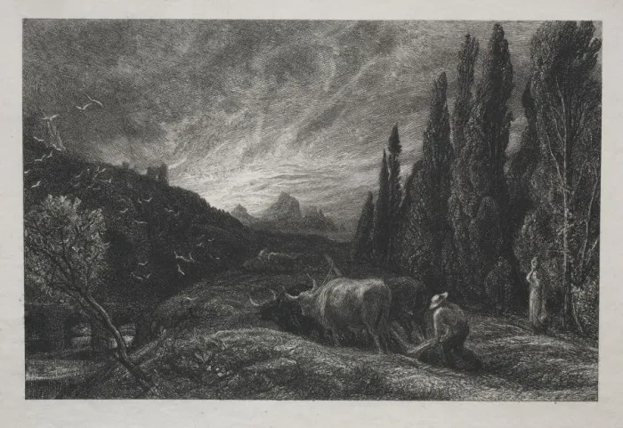 Framed Print : The Early Plowman, before 1861. Creator: Samuel Palmer (British, 1805-1881) Framed Print : The Early Plowman, before 1861. Creator: Samuel Palmer (British, 1805-1881)