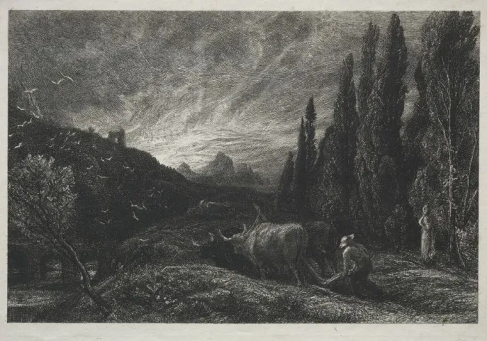 Framed Print : The Early Plowman. Creator: Samuel Palmer (British, 1805-1881) Framed Print : The Early Plowman. Creator: Samuel Palmer (British, 1805-1881)