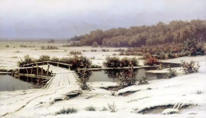 Framed Print : Early Snow, 1883. Artist: Yefim Yefimovich Volkov Framed Print : Early Snow, 1883. Artist: Yefim Yefimovich Volkov