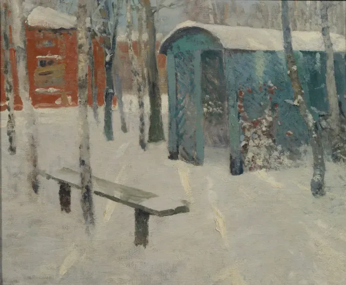 Framed Print : Early Snow. Artist: Pervukhin, Konstantin Konstantinovich (1863-1915) Framed Print : Early Snow. Artist: Pervukhin, Konstantin Konstantinovich (1863-1915)