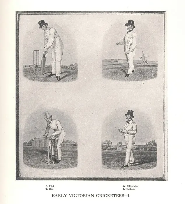 Framed Print : Early Victorian cricketers, 19th century (1912) Framed Print : Early Victorian cricketers, 19th century (1912)