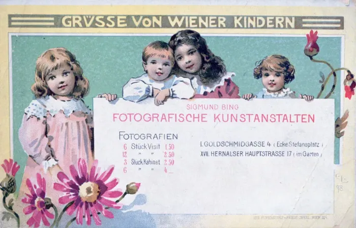 Framed Print : Early Viennese photographers advertising card Framed Print : Early Viennese photographers advertising card