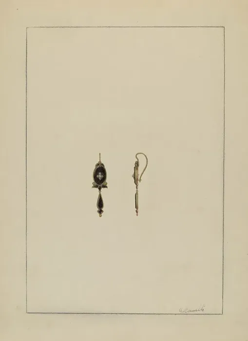 Framed Print : Earrings, 1935 / 1942. Creator: Albert Camilli Framed Print : Earrings, 1935 / 1942. Creator: Albert Camilli