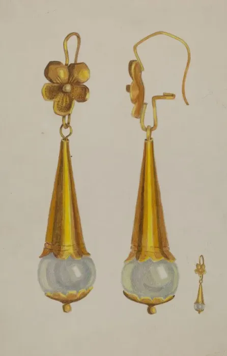 Framed Print : Earrings, 1935 / 1942. Creator: Unknown Framed Print : Earrings, 1935 / 1942. Creator: Unknown