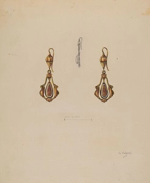 Earrings, c. 1937. Creator: Grace Halpin
