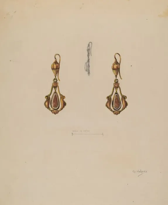 Framed Print : Earrings, c. 1937. Creator: Grace Halpin Framed Print : Earrings, c. 1937. Creator: Grace Halpin