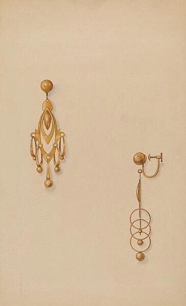 Earrings, c. 1937. Creator: Isidore Steinberg