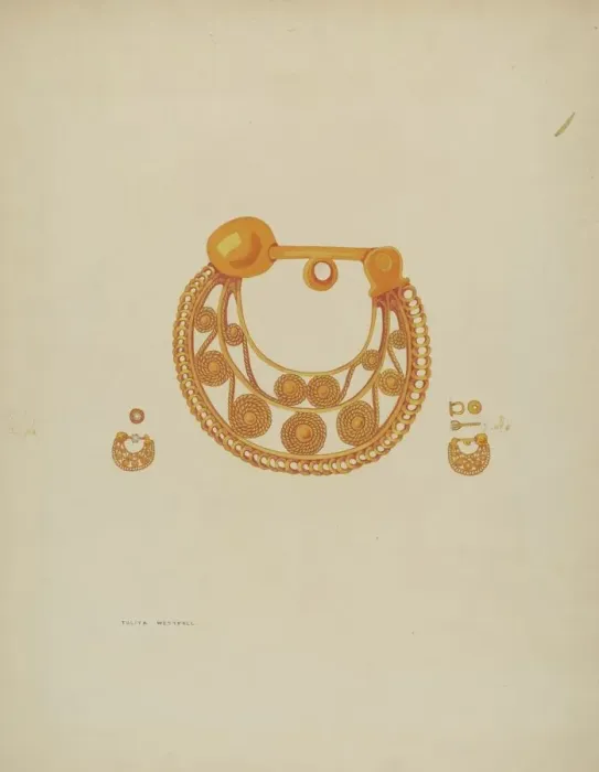Framed Print : Earrings, c. 1937. Creator: Tulita Westfall Framed Print : Earrings, c. 1937. Creator: Tulita Westfall