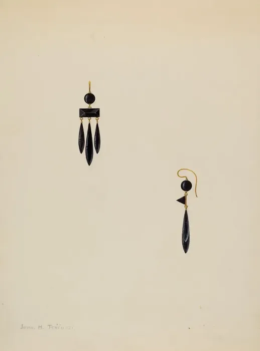 Framed Print : Earrings, c. 1938. Creator: John H. Tercuzzi Framed Print : Earrings, c. 1938. Creator: John H. Tercuzzi