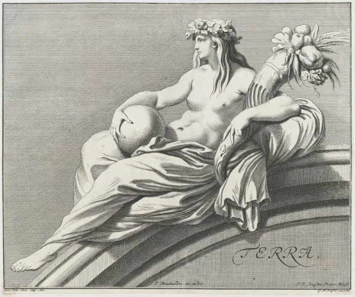 Framed Print : Earth, 1735. Creator: Johann Justin Preissler Framed Print : Earth, 1735. Creator: Johann Justin Preissler