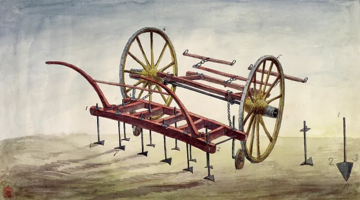 Framed Print : Earth Scuffer, agricultural machine, (c1770-c1820?). Creator: Unknown. Earth Scuffer, agricultural machine, (c1770-c1820?). Creator: Unknown Framed Print : Earth Scuffer, agricultural machine, (c1770-c1820?). Creator: Unknown. Earth Scuffer, agricultural machine, (c1770-c1820?). Creator: Unknown