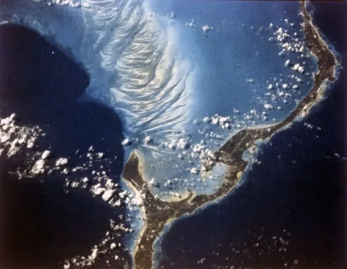 Framed Print : Earth from space - Eleuthera Island, Bahamas, c1980s. Creator: NASA Framed Print : Earth from space - Eleuthera Island, Bahamas, c1980s. Creator: NASA