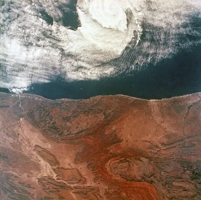 Framed Print : Earth from space - eye of a storm seen from Gemini 5, 1965. Creator: NASA Framed Print : Earth from space - eye of a storm seen from Gemini 5, 1965. Creator: NASA