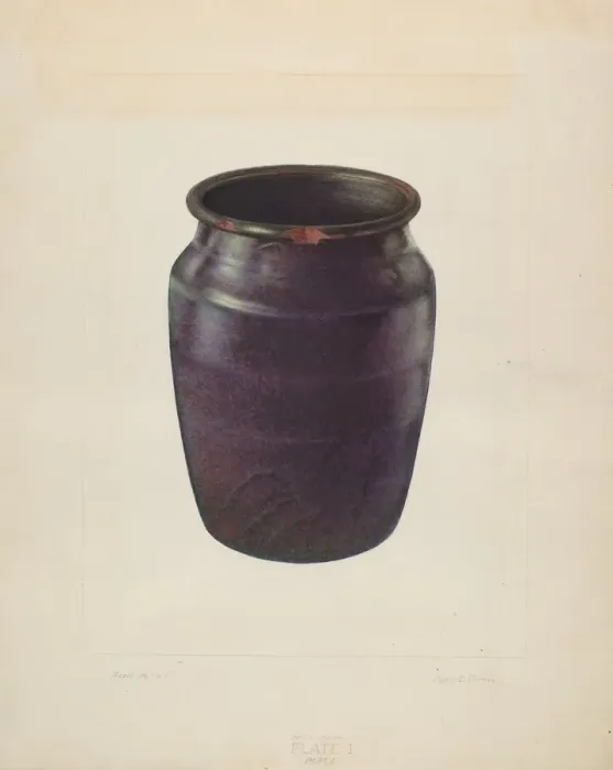 Framed Print : Earthen Churn, 1935  /  1942. Creator: Clyde L. Cheney