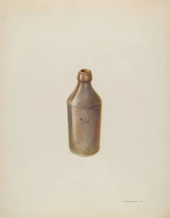 Framed Print : Earthenware Ale Bottle, c. 1937. Creator: Gerald Transpota Framed Print : Earthenware Ale Bottle, c. 1937. Creator: Gerald Transpota