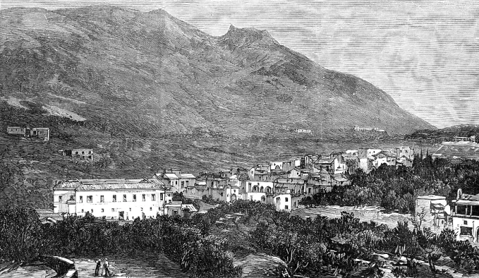 Framed Print : The Earthquake in Ischia: Casamicciola and Mount Epomeo, 1883. Creator: Unknown