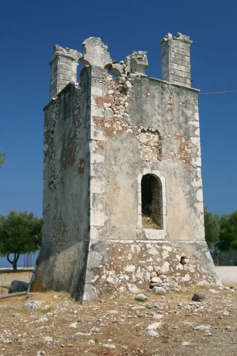 Framed Print : Earthquake ruined bell-tower, Monastery of Agrilion, Kefalonia, Greece Framed Print : Earthquake ruined bell-tower, Monastery of Agrilion, Kefalonia, Greece