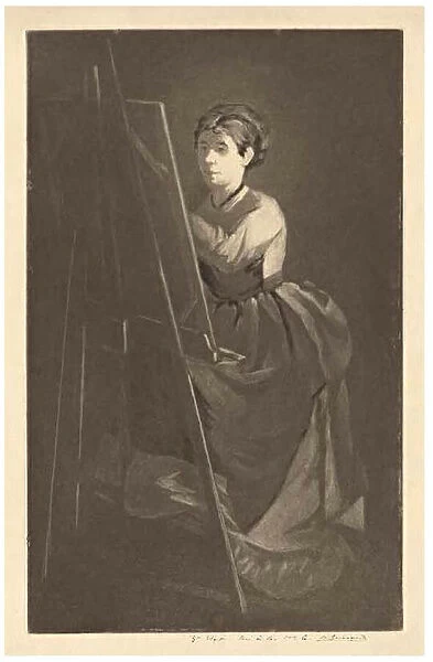 At the Easel –Portrait of the Artist Jeanne Gonzales, before 1890. Creator: Henri-Charles Guerard