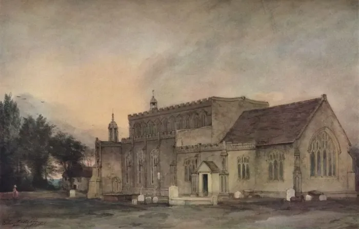 Framed Print : East Bergholt Church from the South-East, 1811. Artist: John Constable Framed Print : East Bergholt Church from the South-East, 1811. Artist: John Constable