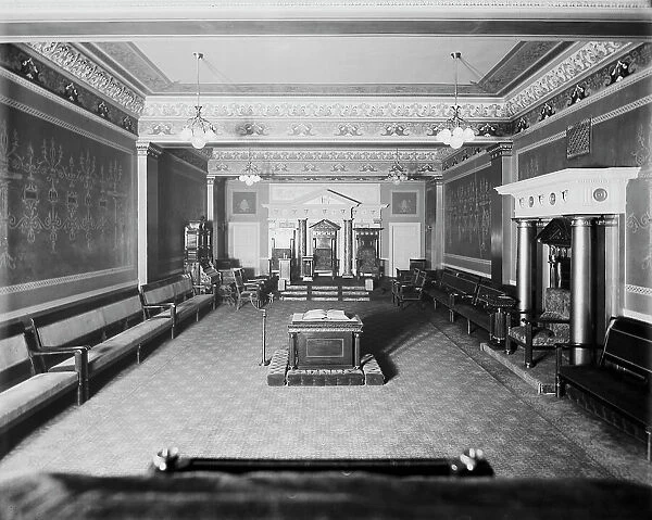 East Blue Lodge Room, Masonic Temple, Detroit, between 1900 and 1910. Creator: William H. Jackson