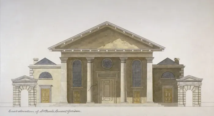 Framed Print : East elevation of the Church of St Paul, Covent Garden, London, c1830 Framed Print : East elevation of the Church of St Paul, Covent Garden, London, c1830