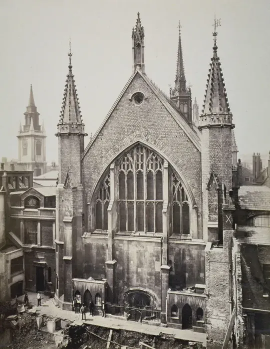 Framed Print : The east end of the Guildhall, from Basinghall Street, City of London, 1869