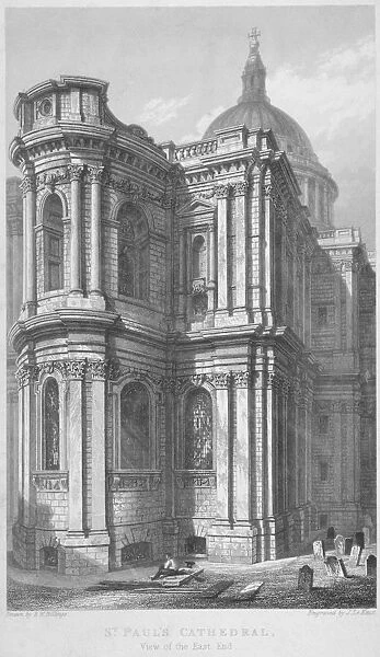 East end of St Pauls Cathedral, City of London, 1837. Artist: John Le Keux