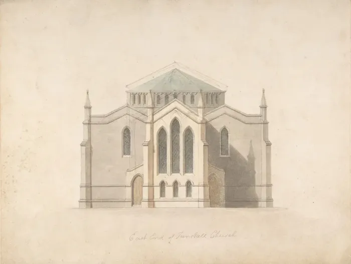Framed Print : East End of Tunstall Church (recto and verso), 19th century. Creator: Anon Framed Print : East End of Tunstall Church (recto and verso), 19th century. Creator: Anon