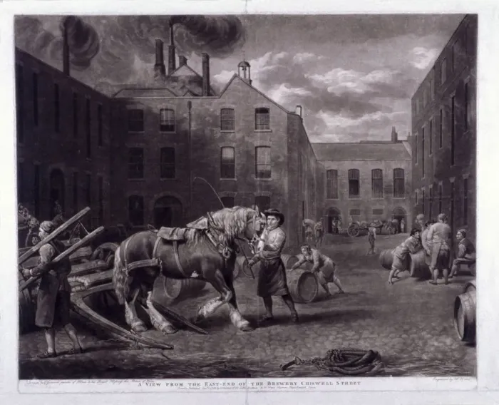 Framed Print : East end of Whitbreads Brewery, Chiswell Street, Islington, London, 1792. Artist Framed Print : East end of Whitbreads Brewery, Chiswell Street, Islington, London, 1792. Artist