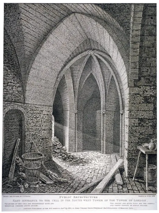 Framed Print : East entrance to the cell in the south-west tower of the Tower of London, 1802. Artist Framed Print : East entrance to the cell in the south-west tower of the Tower of London, 1802. Artist