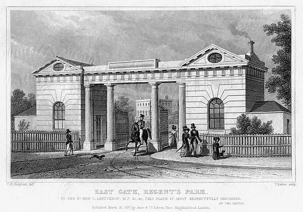 East Gate, Regents Park, London, 1827. Artist: Thomas Barber
