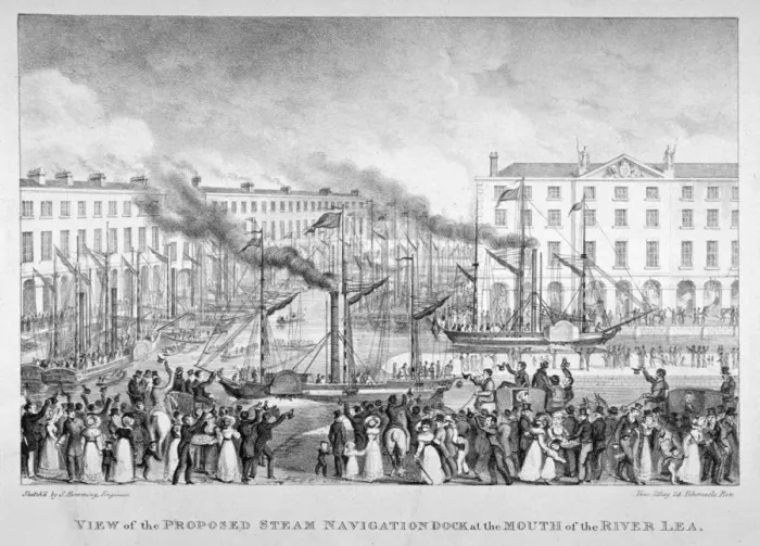 Framed Print : East India Dock, Poplar, London, c1835. Artist: Vear Framed Print : East India Dock, Poplar, London, c1835. Artist: Vear