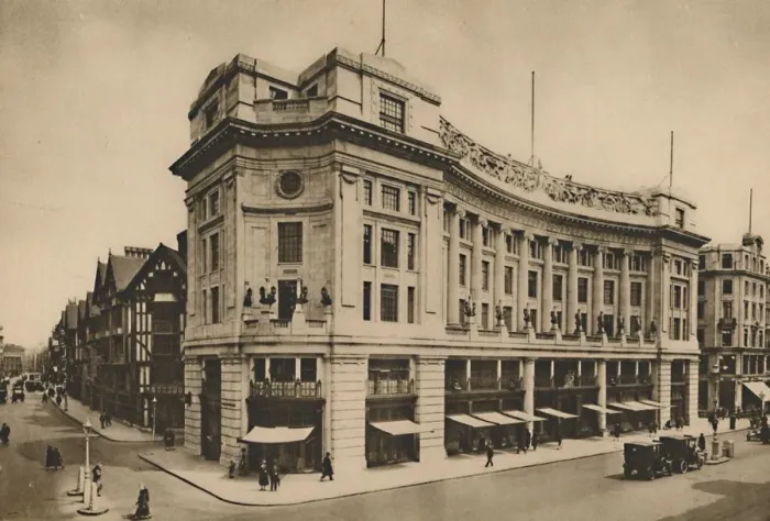 Framed Print : East India House, Libertys Individualised Frontage on the New Regent Street, c1935 Framed Print : East India House, Libertys Individualised Frontage on the New Regent Street, c1935