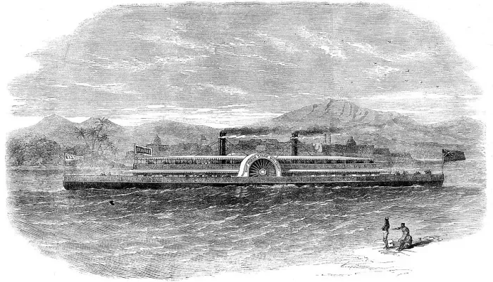 Framed Print : The East India Steam Navigation Company's steamer Stanley, running on the Ganges, 1862. Creator: Unknown Framed Print : The East India Steam Navigation Company's steamer Stanley, running on the Ganges, 1862. Creator: Unknown