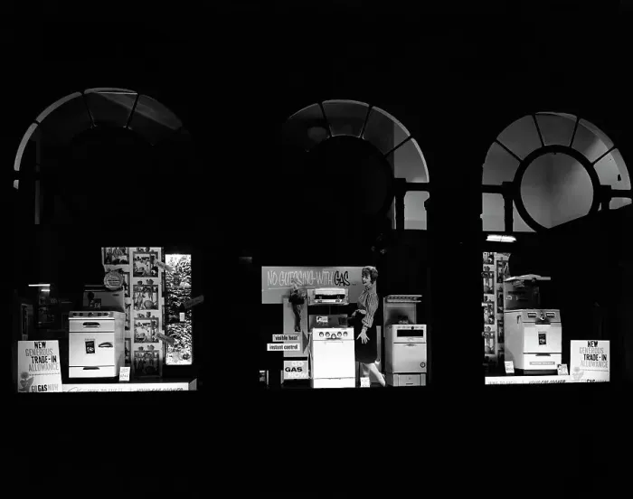 Framed Print : East Midlands Gas Board shop window display, Worksop, Nottinghamshire, 1961. Artist Framed Print : East Midlands Gas Board shop window display, Worksop, Nottinghamshire, 1961. Artist