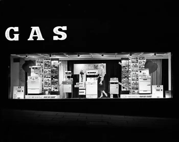 Framed Print : East Midlands Gas Board shop window display, Commercial Street, Sheffield, South Yorkshire, 1961 Framed Print : East Midlands Gas Board shop window display, Commercial Street, Sheffield, South Yorkshire, 1961